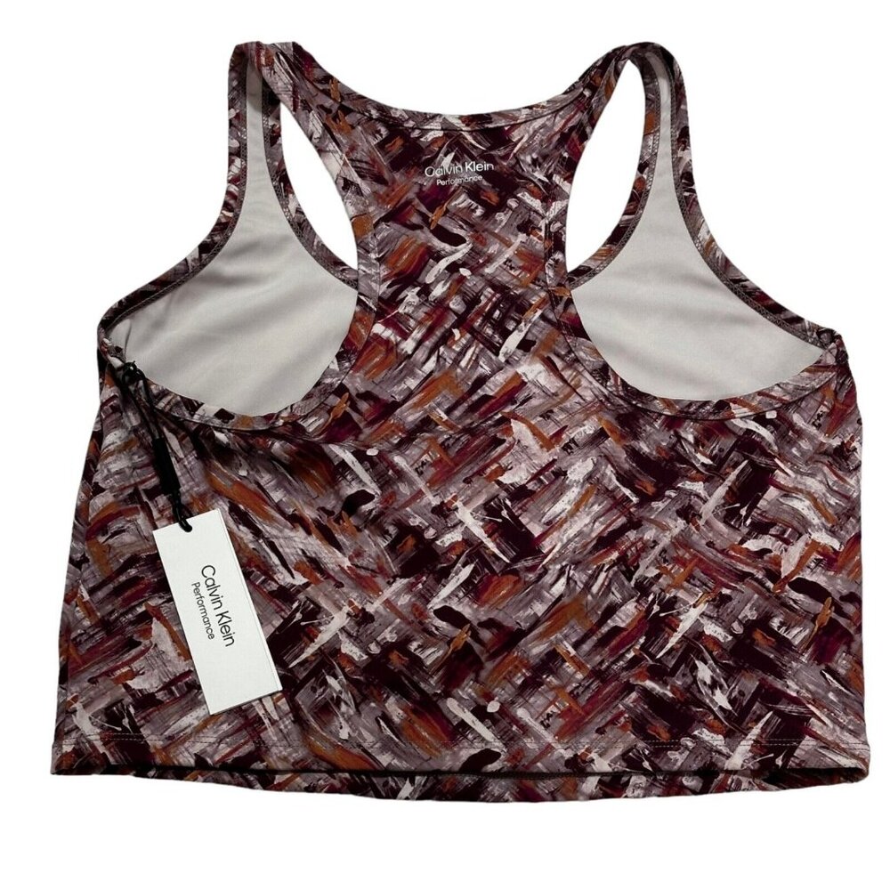 Calvin Klein Womens Size L Performance Print‎ Racerback Cropped Tank Top NWT - Picture 2 of 7